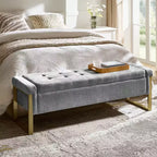 Banc de rangement Octavio 55.3 avec dessus à charnière rembourré moderne et pieds en métal|ART OF LIVING DESIGNS