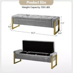 Banc de rangement Octavio 55.3 avec dessus à charnière rembourré moderne et pieds en métal|ART OF LIVING DESIGNS