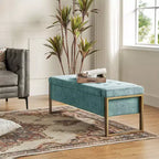 Banc de rangement Octavio 55.3 avec dessus à charnière rembourré moderne et pieds en métal|ART OF LIVING DESIGNS