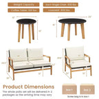 Costway 5 Piece Rattan Furniture Set Wicker Woven Sofa Set with Solid Acacia Wood Frame