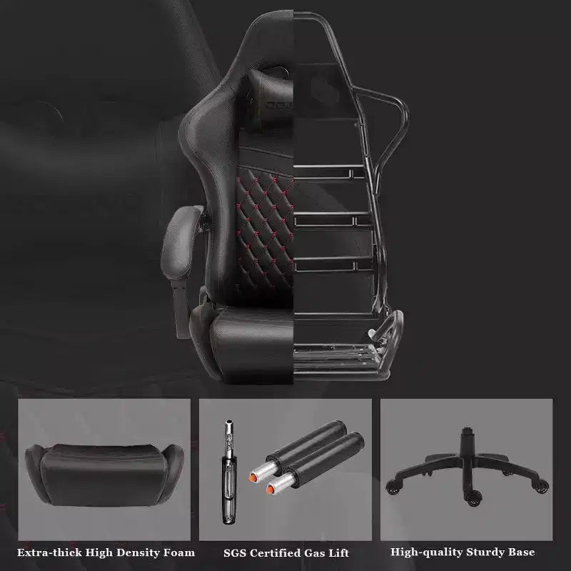 Adjustable Gaming Chair with Massage Lumbar Support and Retractable Footrest - Dowinx