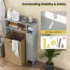 Meuble de rangement pour WC Costway avec porte-rouleau de papier toilette et étagères réglables Gris/Blanc
