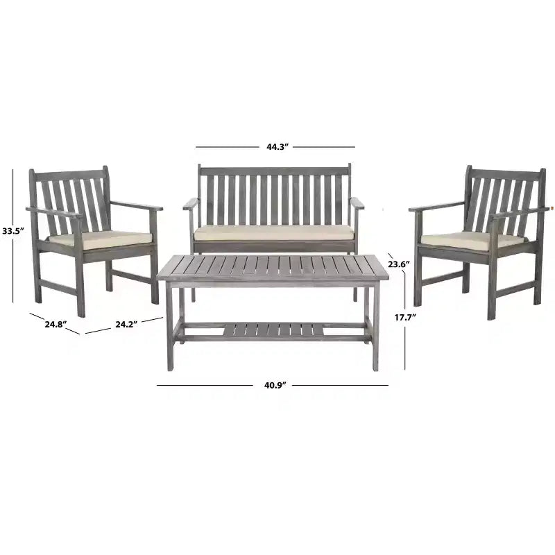 Burbank 4 Piece Patio Set - Indoor/Outdoor - PAT7006 - Safavieh