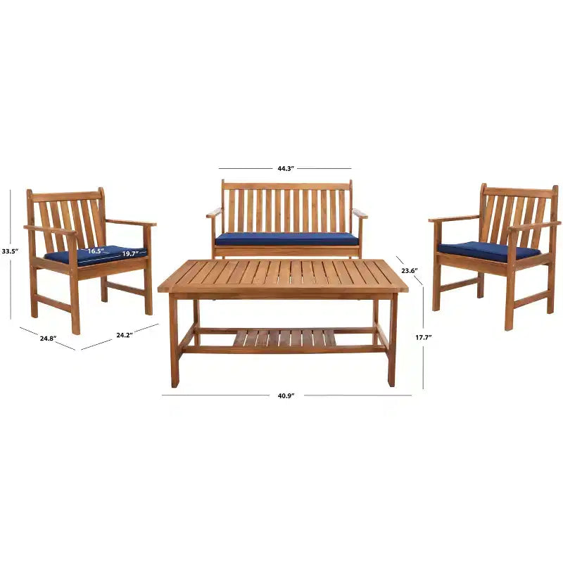 Burbank 4 Piece Patio Set - Indoor/Outdoor - PAT7006 - Safavieh