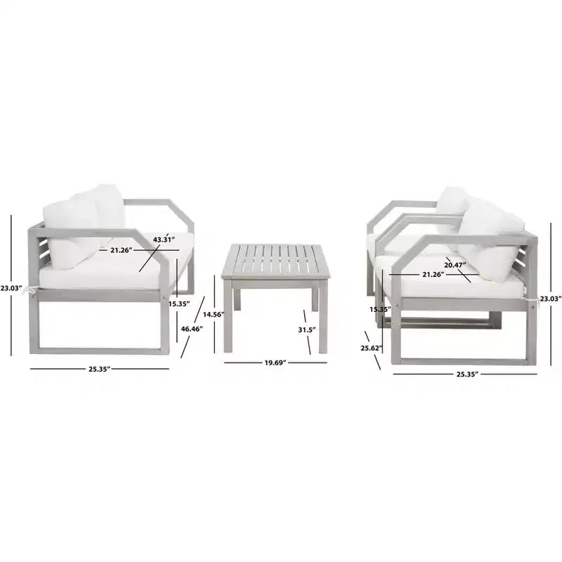 Dren 4 Piece Living Set - Indoor/Outdoor - PAT7067 - Safavieh