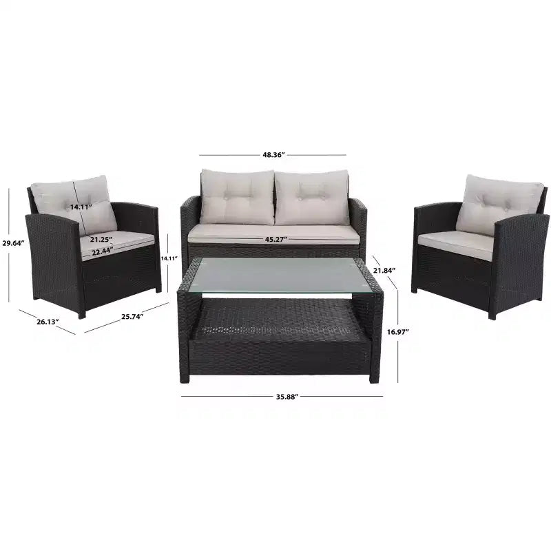 Vellor 4 Piece Living Set - Indoor/Outdoor - PAT7516 - Safavieh