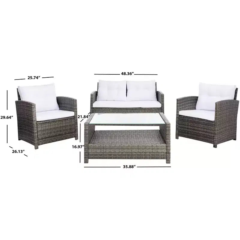 Vellor 4 Piece Living Set - Indoor/Outdoor - PAT7516 - Safavieh