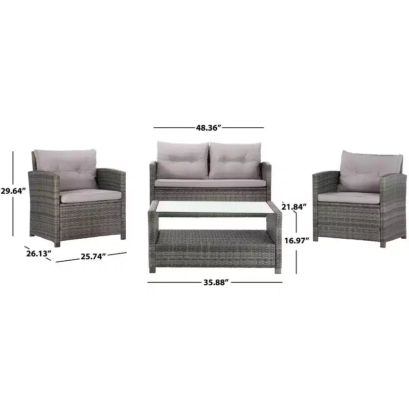 Vellor 4 Piece Living Set - Indoor/Outdoor - PAT7516 - Safavieh