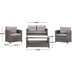 Vellor 4 Piece Living Set - Indoor/Outdoor - PAT7516 - Safavieh