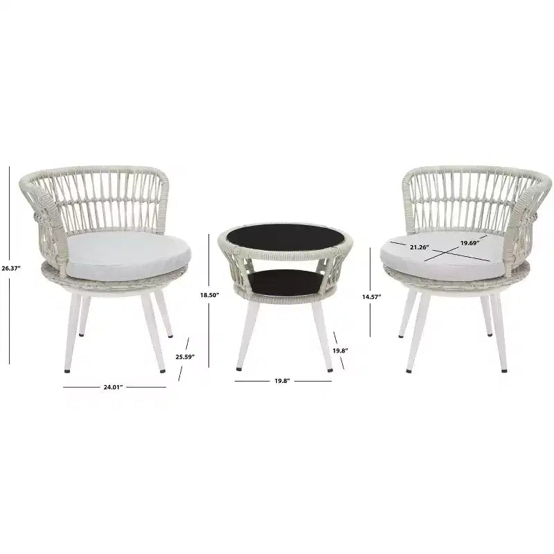 Kyomi 3 Piece Lounge Set - Indoor/Outdoor - PAT9032 - Safavieh