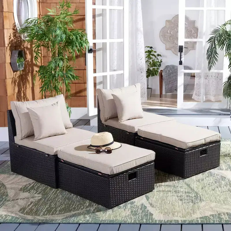 Ensemble Pramla Sette et Ottoman pour patio - Intérieur/Extérieur - PAT7515 - Safavieh