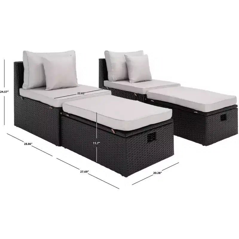 Ensemble Pramla Sette et Ottoman pour patio - Intérieur/Extérieur - PAT7515 - Safavieh