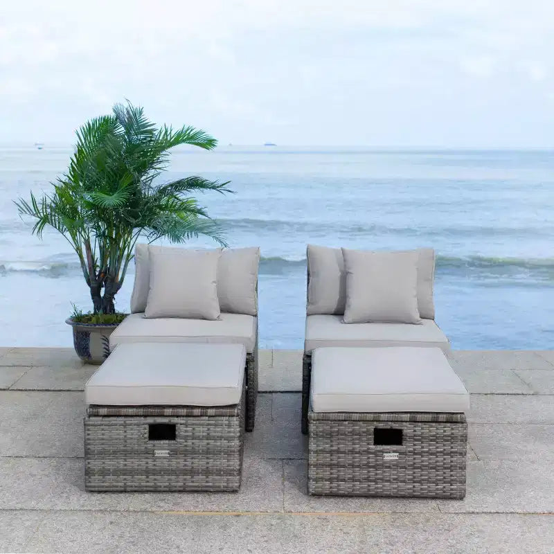 Ensemble Pramla Sette et Ottoman pour patio - Intérieur/Extérieur - PAT7515 - Safavieh