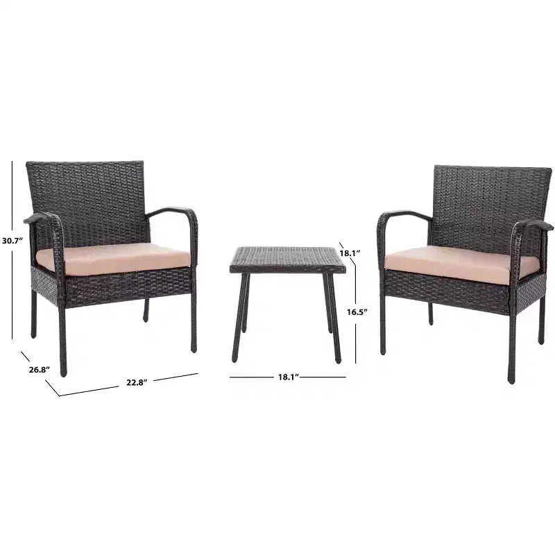 Moore 3 Piece Lounge Set - Indoor/Outdoor - PAT9009 - Safavieh