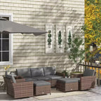 Outsunny Ensemble de Meubles de Jardin 6 Pièces avec Canapé Trois Places en Rotin, Fauteuils Berçants Pivotants, Repose-Pieds, Table, Salon de Jardin