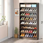 Meuble à chaussures autoportant en bois à 9 niveaux Lantine 70,8''