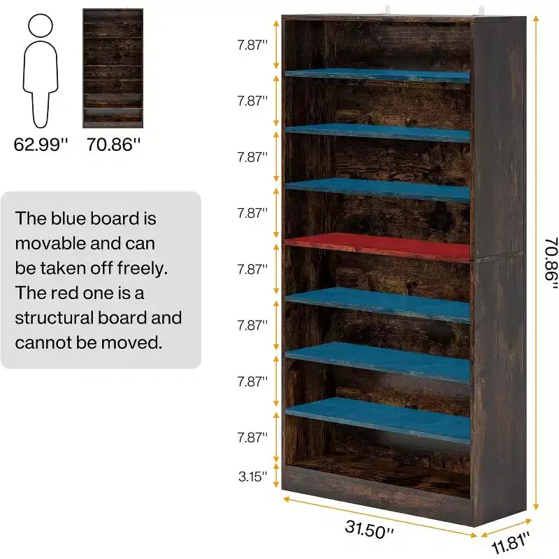 Meuble à chaussures autoportant en bois à 9 niveaux Lantine 70,8''