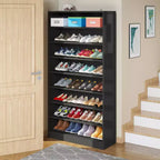 Meuble à chaussures autoportant en bois à 9 niveaux Lantine 70,8''