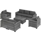 Outsunny Cushioned Patio Furniture Set, Storage Function Coffee Table