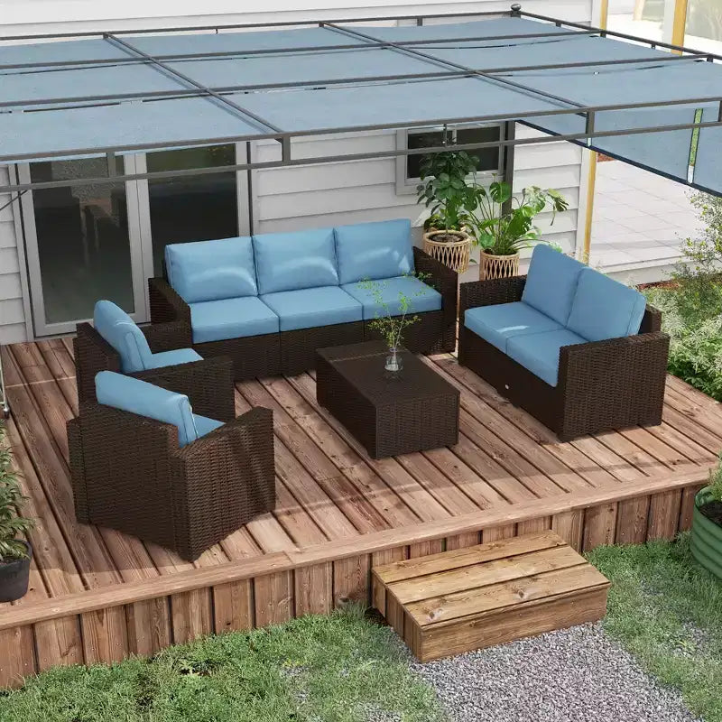Outsunny Cushioned Patio Furniture Set, Storage Function Coffee Table