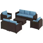 Outsunny Cushioned Patio Furniture Set, Storage Function Coffee Table