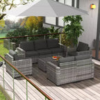 Outsunny Cushioned Patio Furniture Set, Storage Function Coffee Table