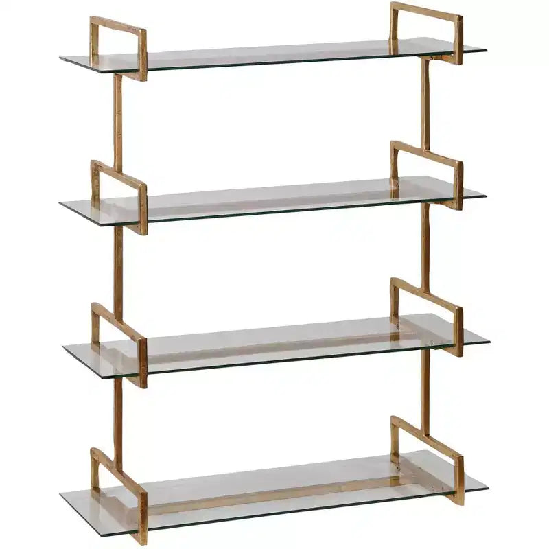 Uttermost Auley 31 1/2 Wide Antique Gold Leaf 4-Shelf Wall Shelf