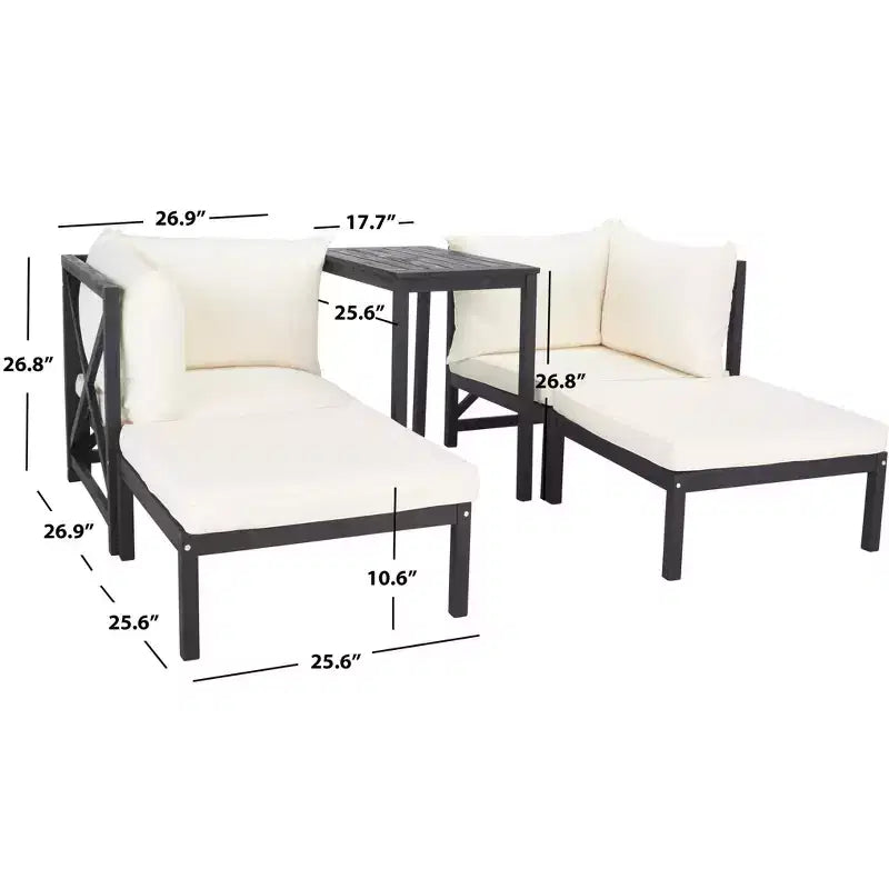 Ronson 5 Piece Sectional Set - Indoor/Outdoor - PAT6762 - Dark Slate Gray/Beige - Safavieh