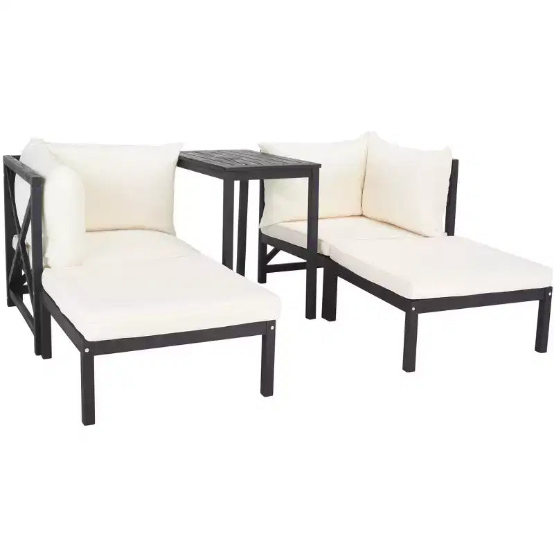 Ronson 5 Piece Sectional Set - Indoor/Outdoor - PAT6762 - Dark Slate Gray/Beige - Safavieh