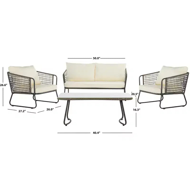 Benjin 4 Piece Living Set - Indoor/Outdoor - PAT9003 - Safavieh