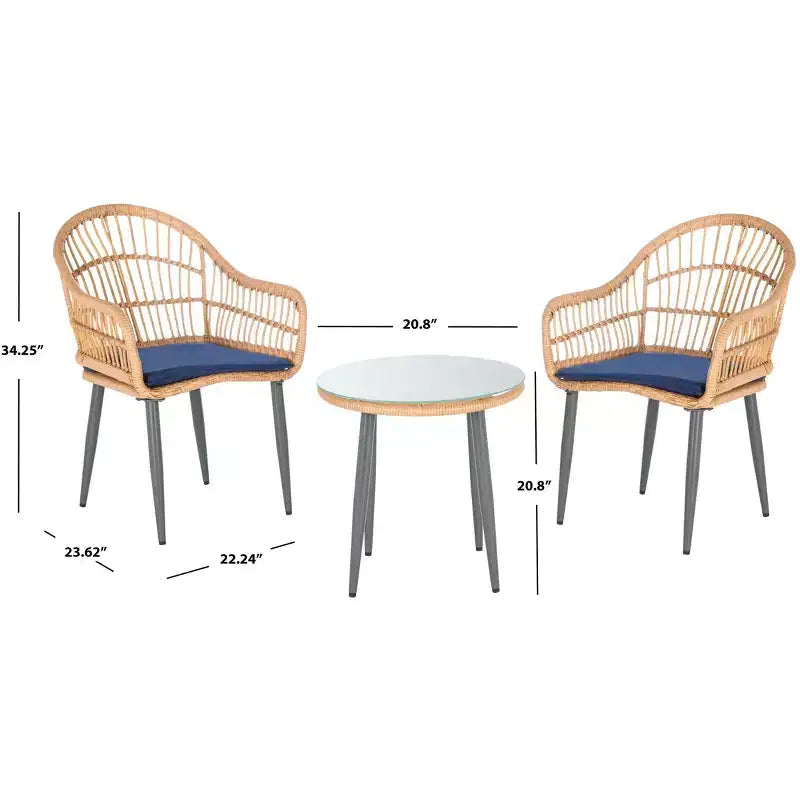 Ensemble de 3 chaises longues Berlen - Intérieur/extérieur - PAT9012 - Safavieh