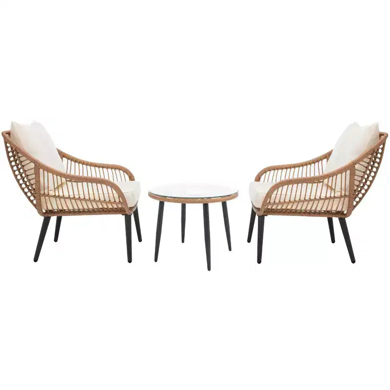 Warlen 3 Piece Lounger Set - Indoor/Outdoor - PAT9016 - Natural/Beige - Safavieh