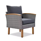 Ensemble de conversation extérieur en rotin 9 pièces, salon de jardin avec table basse et coussin lavable, gris-ModernLuxe
