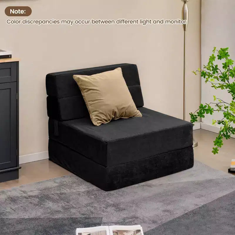 Costway Tri-Fold Fold Down Chair Flip Out Lounger Convertible Sleeper Bed Couch Dorm New Black/Grey/Coffee