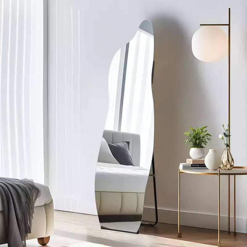 Dovelina LED Full-length Mirror Backlit Mirror Modern Full Length Mirror Frameless Irregular Mirror Large Asymmetrical Mirror - 24x63