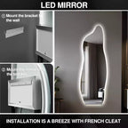 Dovelina LED Full-length Mirror Backlit Mirror Modern Full Length Mirror Frameless Irregular Mirror Large Asymmetrical Mirror - 24x63