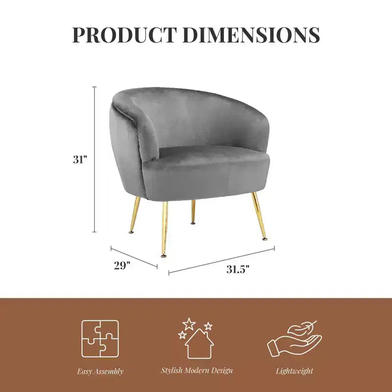 Ren Home Kara Accent Chair with Gold Legs