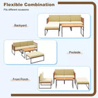 Ensemble de meubles de patio 5 pièces Costway en bois d'acacia avec coussins d'assise et de dossier