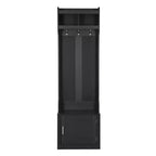 23.6''W Minimalist Slim Hall Tree with Bench, Multi-functional Coat Rack with 6 Hooks & Storage Cabinet 4M - ModernLuxe
