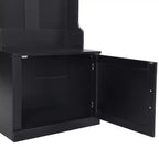 23.6''W Minimalist Slim Hall Tree with Bench, Multi-functional Coat Rack with 6 Hooks & Storage Cabinet 4M - ModernLuxe