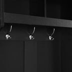 23.6''W Minimalist Slim Hall Tree with Bench, Multi-functional Coat Rack with 6 Hooks & Storage Cabinet 4M - ModernLuxe