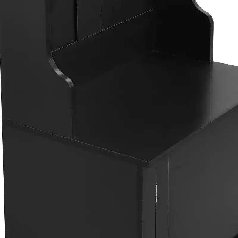 23.6''W Minimalist Slim Hall Tree with Bench, Multi-functional Coat Rack with 6 Hooks & Storage Cabinet 4M - ModernLuxe