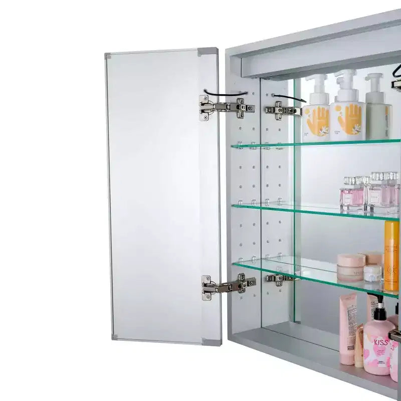 Fine Fixtures Bathroom Medicine Cabinet, Aluminum, Recessed/Surface Mount, Mirrored w/LED