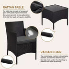 Yaheetech Wicker Rattan Coffee Table and Two Chairs Patio Conversation Set