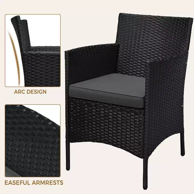 Yaheetech Wicker Rattan Coffee Table and Two Chairs Patio Conversation Set