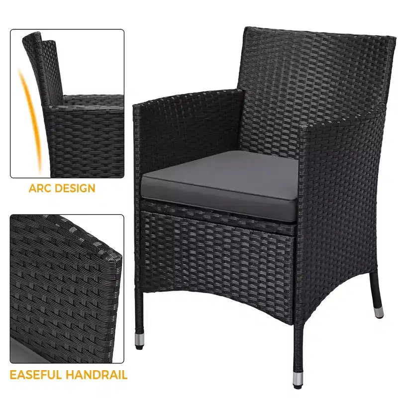 Yaheetech Wicker Rattan Coffee Table and Two Chairs Patio Conversation Set