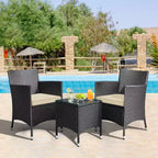 Yaheetech Wicker Rattan Coffee Table and Two Chairs Patio Conversation Set