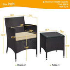 Yaheetech Wicker Rattan Coffee Table and Two Chairs Patio Conversation Set