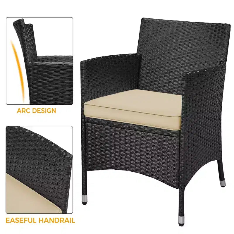 Yaheetech Wicker Rattan Coffee Table and Two Chairs Patio Conversation Set