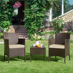 Yaheetech Wicker Rattan Coffee Table and Two Chairs Patio Conversation Set